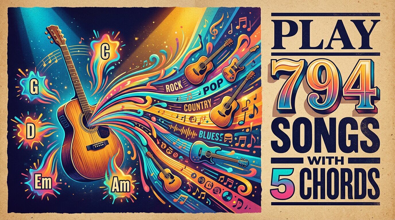 Play 794 Popular Guitar Songs With 5 Easy Chords